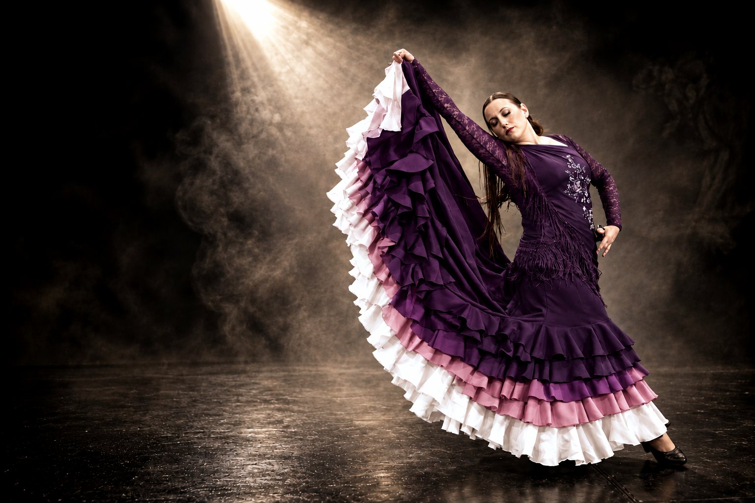 Dancer in a purple ruffled dress